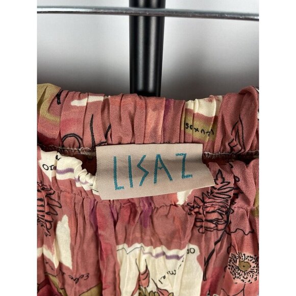 Lisa Z Dusty‎ Pink Floral Garden Crinkle Chiffon Sheer Pants Size S - Picture 5 of 5